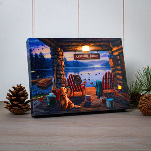 Lakeside Lodge 8x6 Lighted Tabletop Canvas