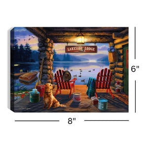 Lakeside Lodge 8x6 Lighted Tabletop Canvas