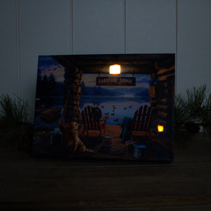 Lakeside Lodge 8x6 Lighted Tabletop Canvas
