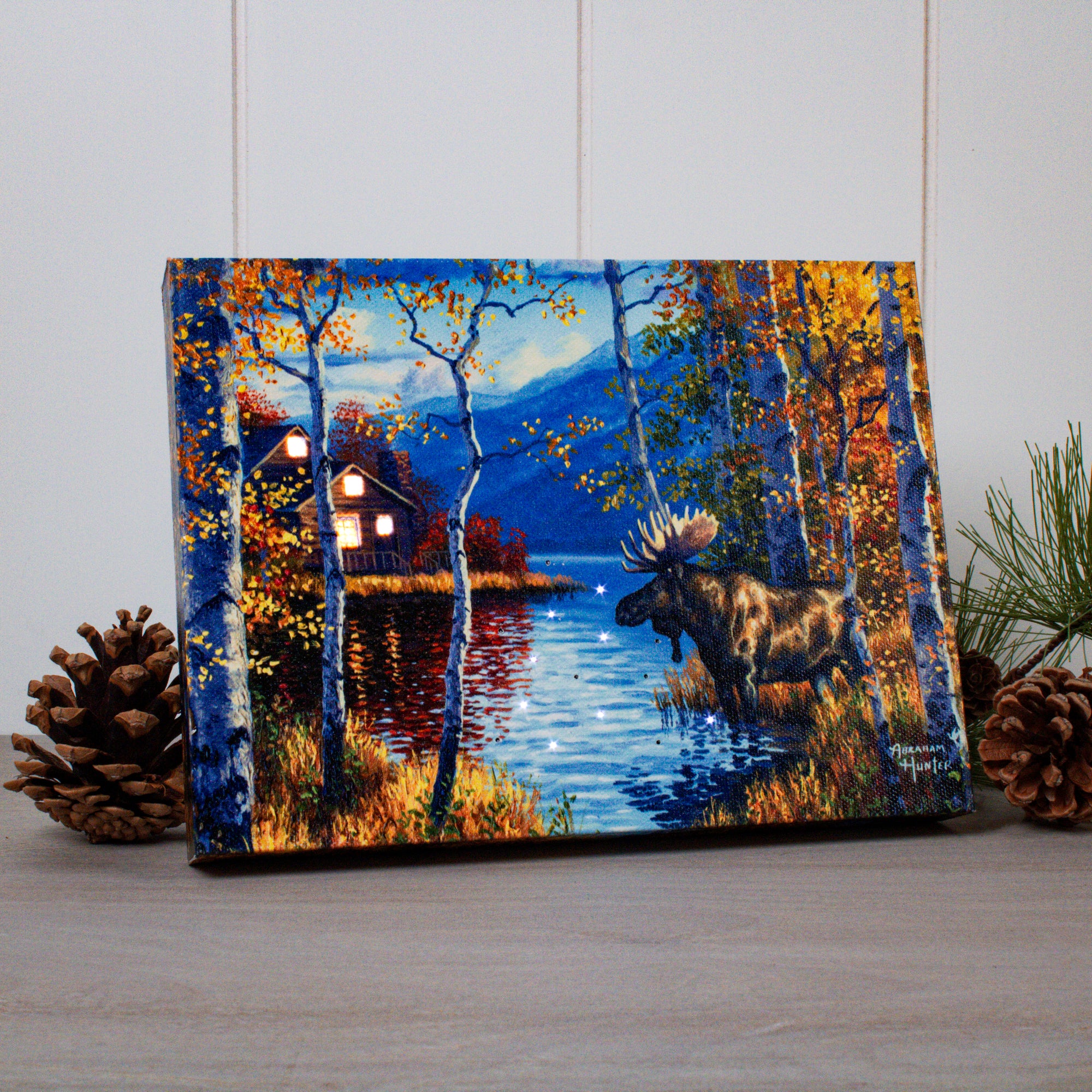 Northwoods Retreat 8x6 Lighted Tabletop Canvas