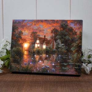 Wetland Cottage 8x6 Lighted Tabletop Canvas