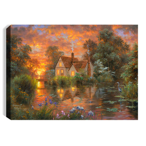 Wetland Cottage 8x6 Lighted Tabletop Canvas