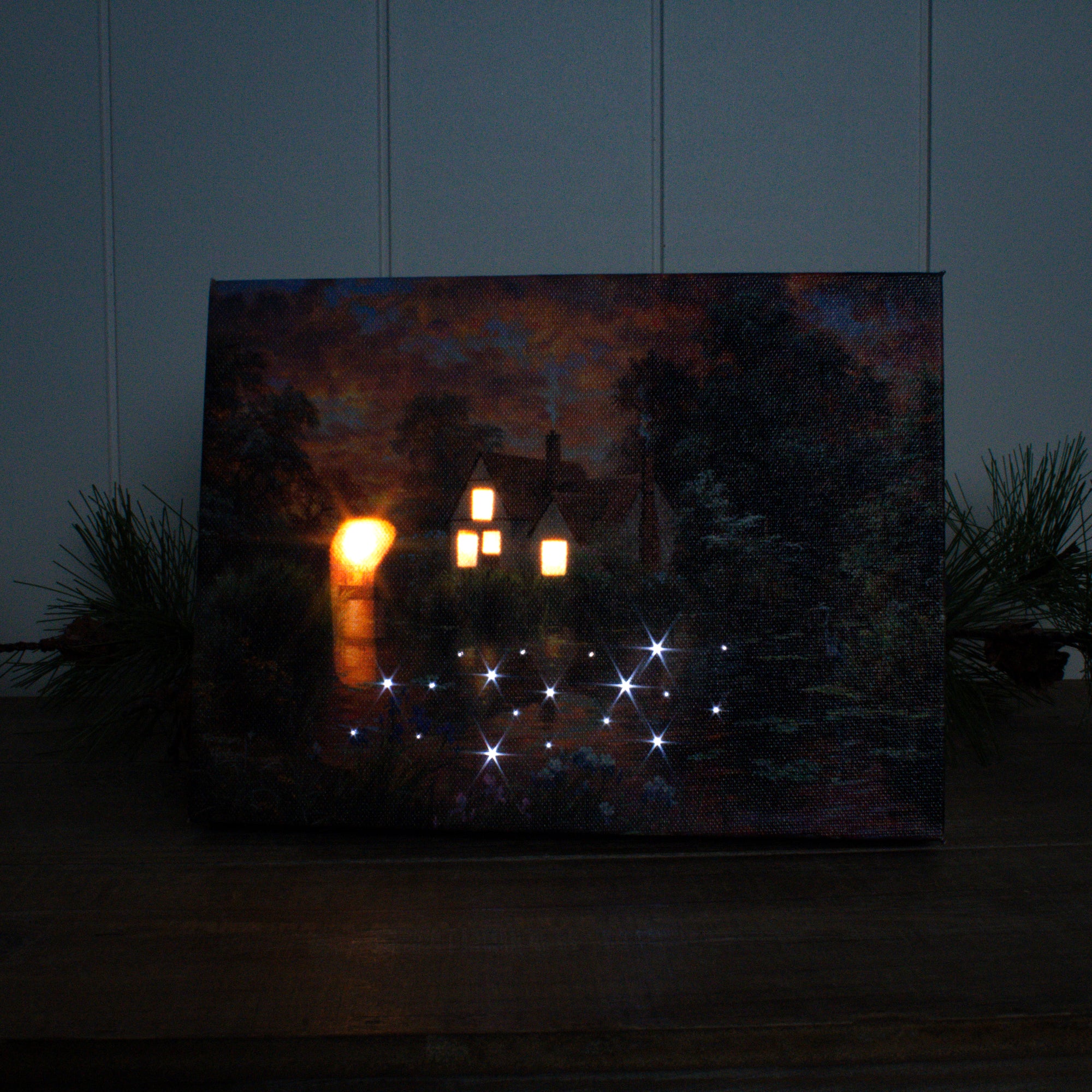 Wetland Cottage 8x6 Lighted Tabletop Canvas