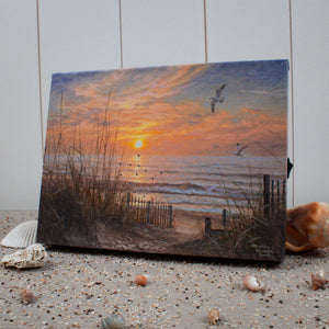 Coastline Sunset 8x6 Lighted Tabletop Canvas