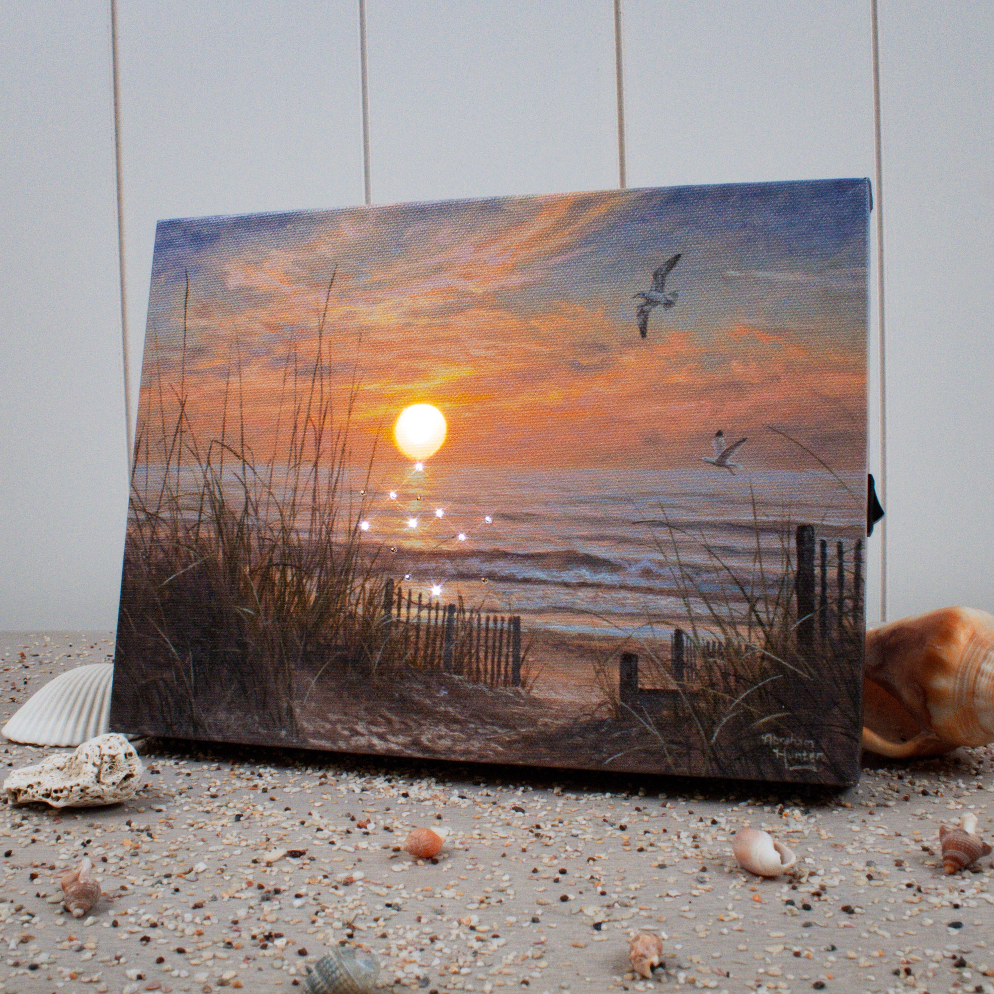 Coastline Sunset 8x6 Lighted Tabletop Canvas