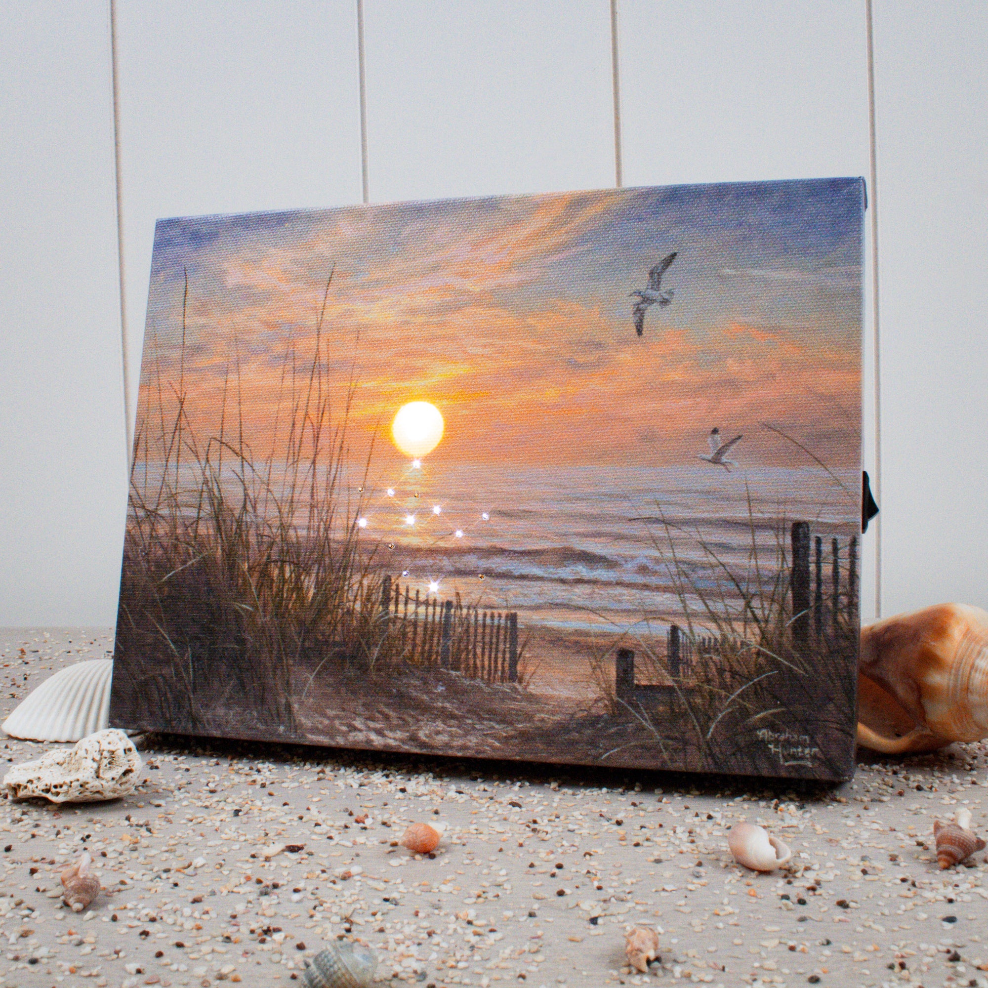 Coastline Sunset 8x6 Lighted Tabletop Canvas