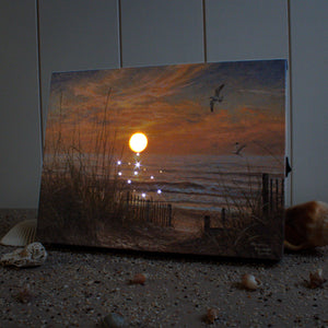 Coastline Sunset 8x6 Lighted Tabletop Canvas