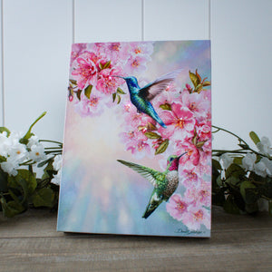 Hummingbirds in Spring 8x6 Lighted Tabletop Canvas