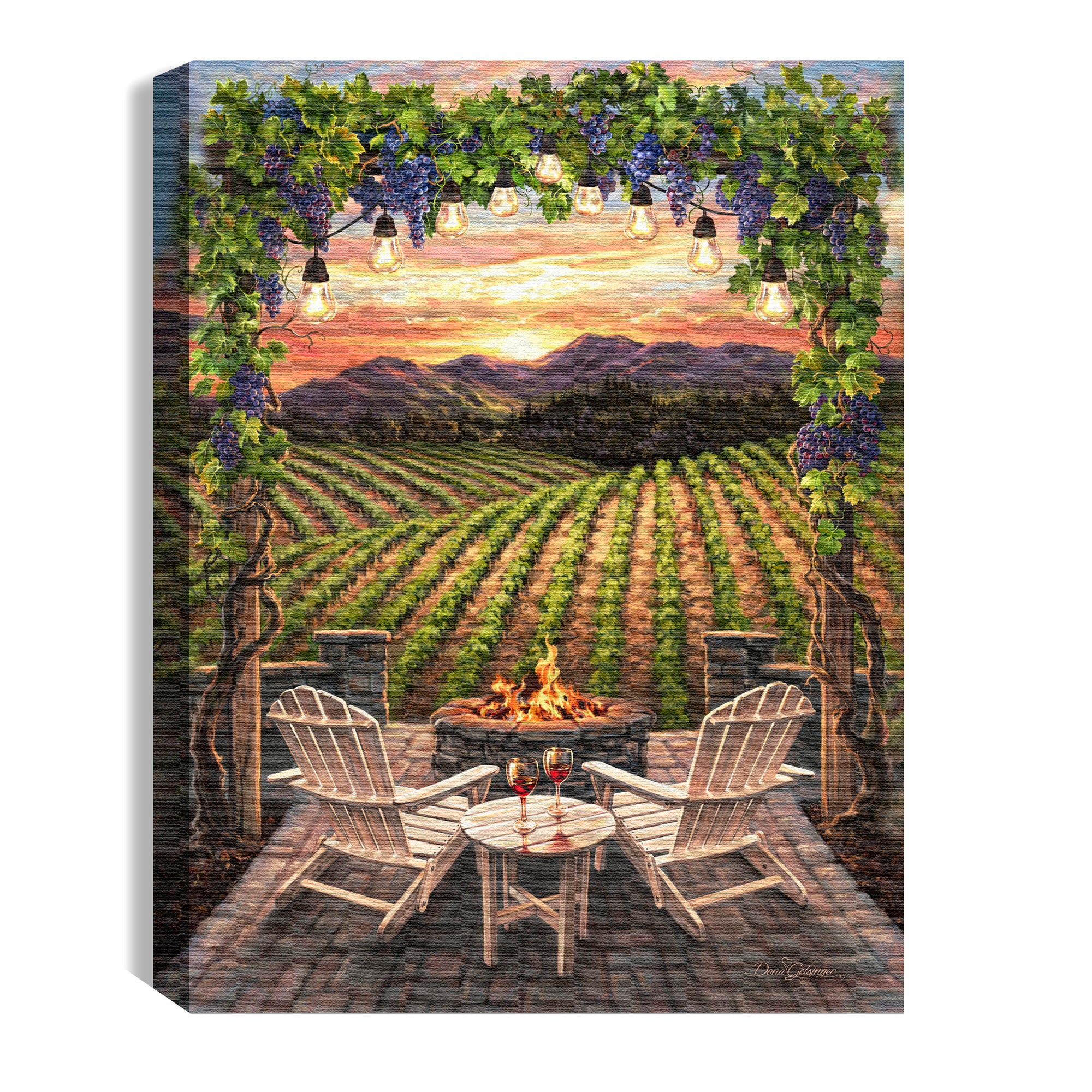 Wine at Sunset 8x6 Lighted Tabletop Canvas