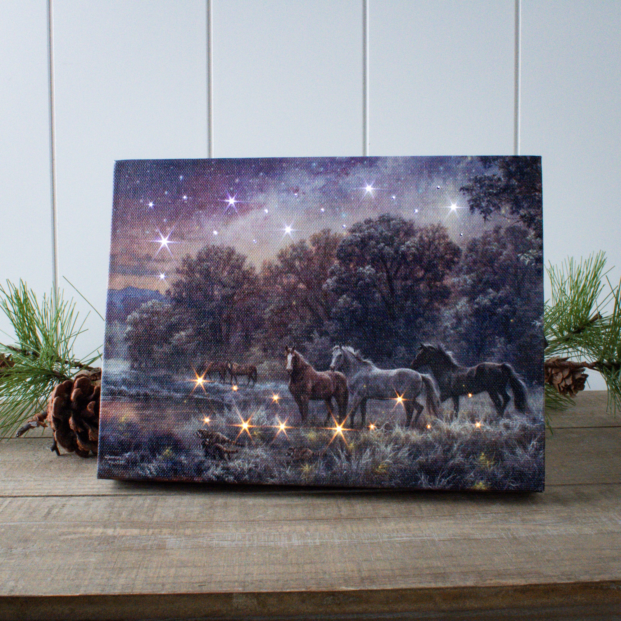 My Farm at Night 8x6 Lighted Tabletop Canvas