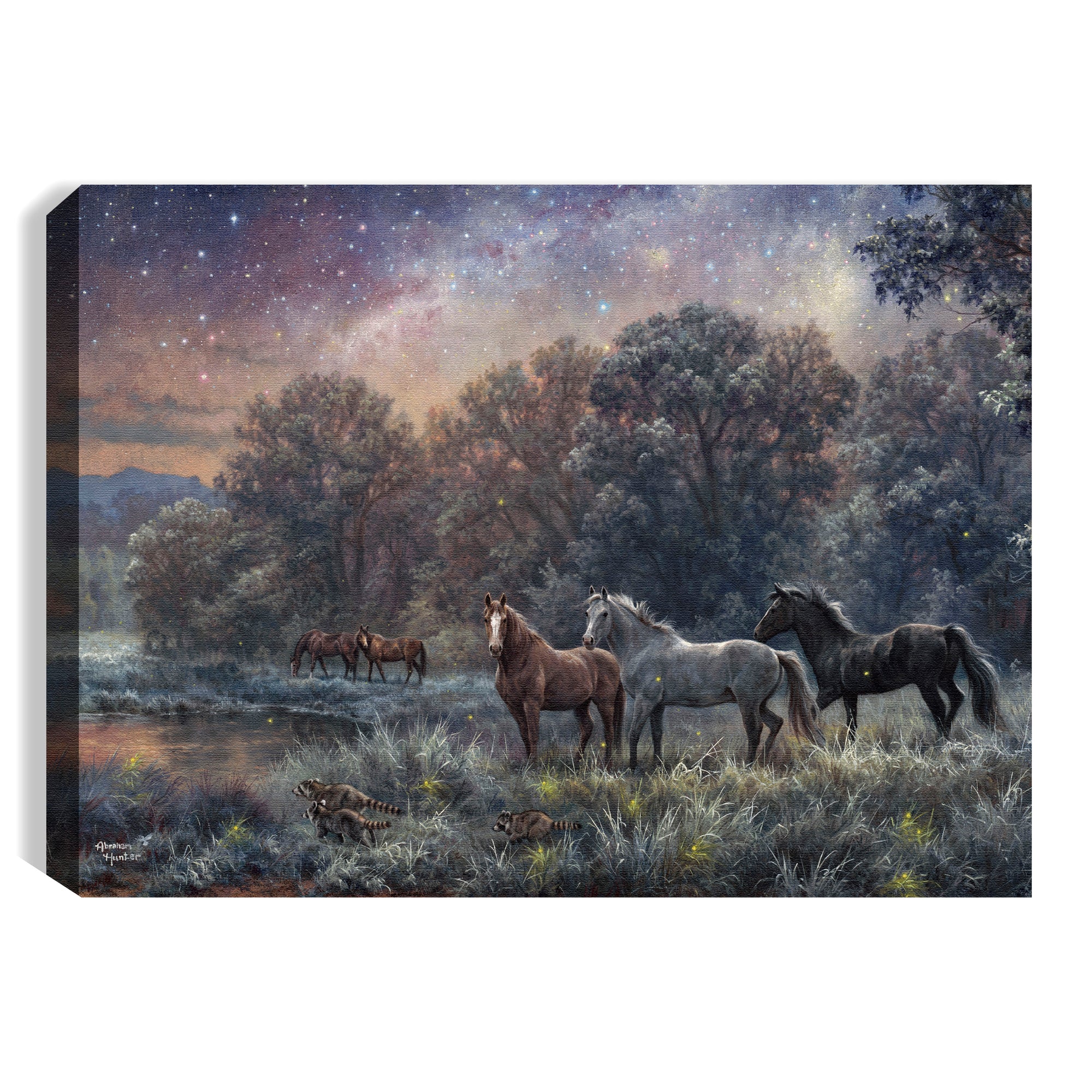 My Farm at Night 8x6 Lighted Tabletop Canvas