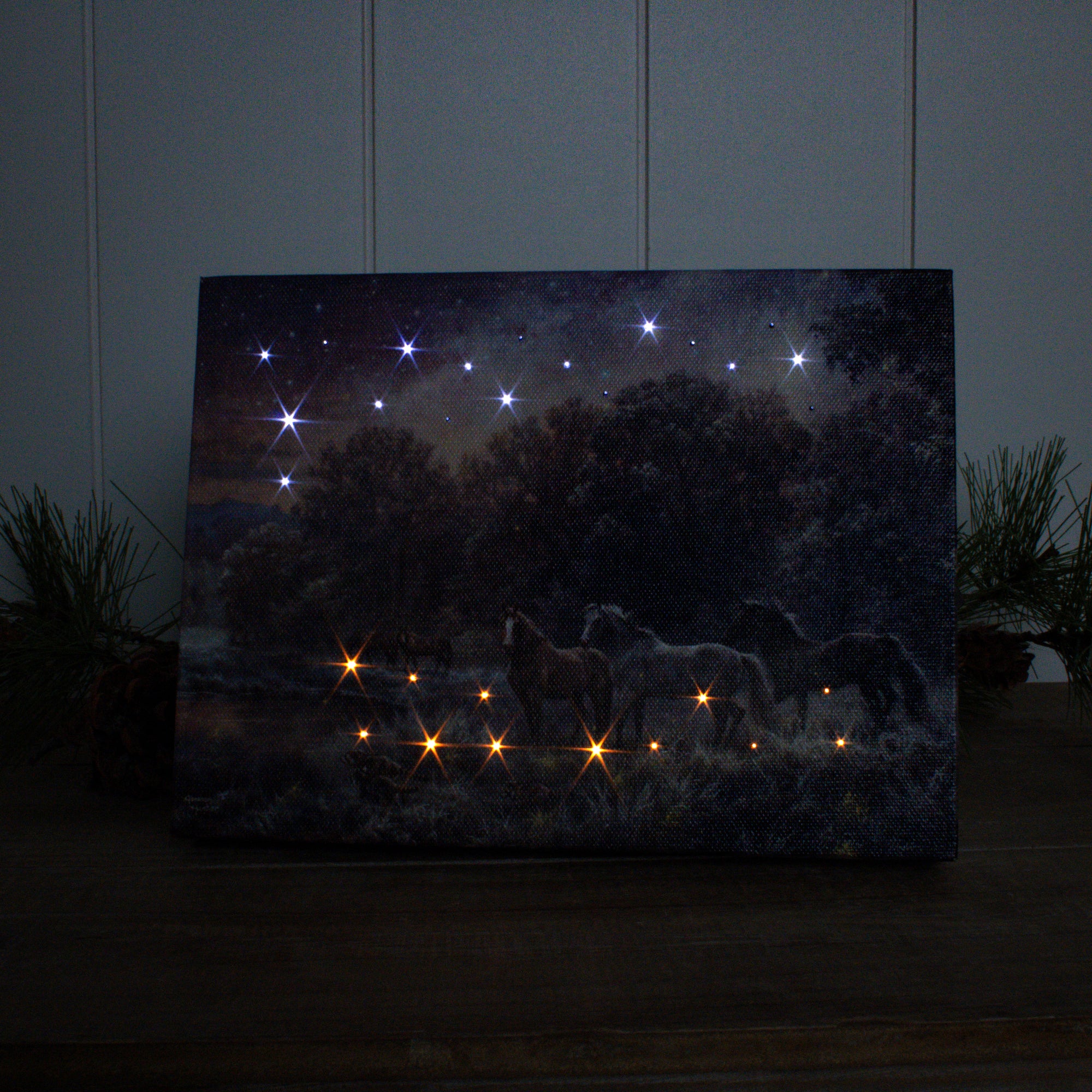 My Farm at Night 8x6 Lighted Tabletop Canvas