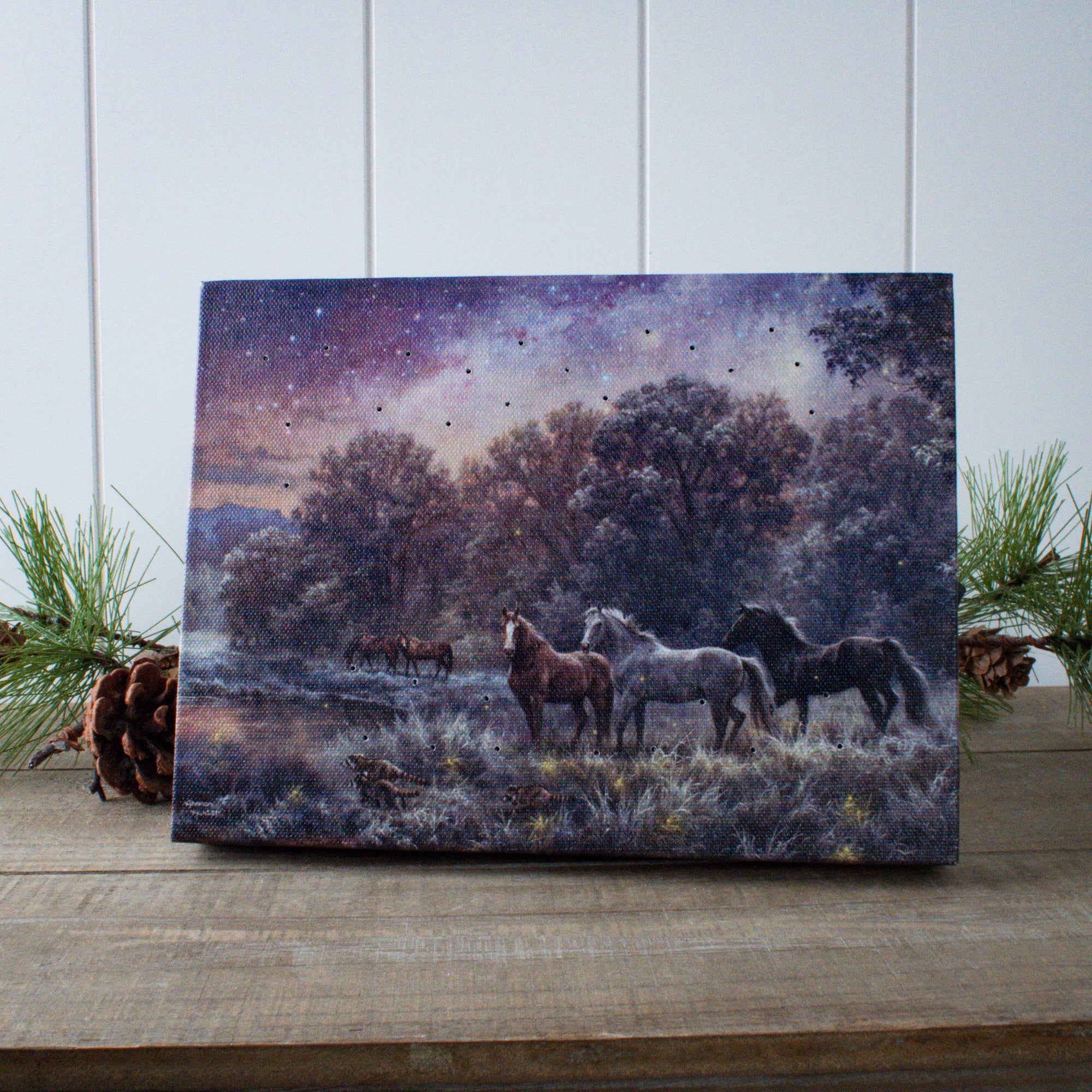 My Farm at Night 8x6 Lighted Tabletop Canvas