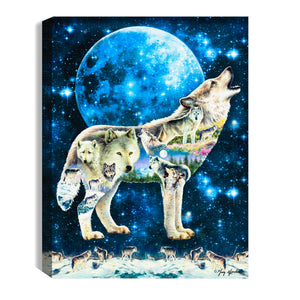 Spirit Wolf 8x6 Lighted Tabletop Canvas