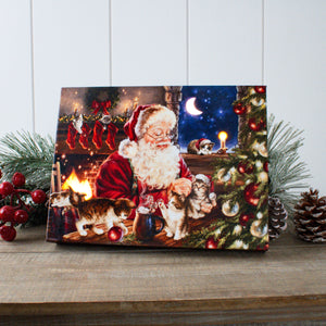 Santa's Furry Friends 8x6 Lighted Tabletop Canvas