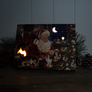 Santa's Furry Friends 8x6 Lighted Tabletop Canvas