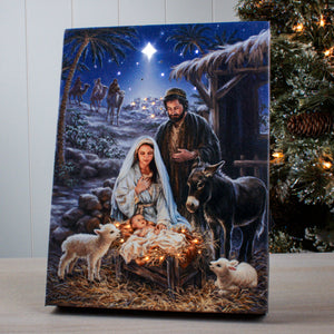 A Savior is Born 8x6 Lighted Tabletop Canvas