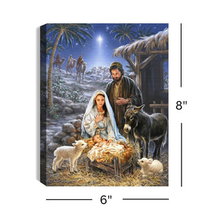 A Savior is Born 8x6 Lighted Tabletop Canvas