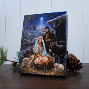 A Savior is Born 8x6 Lighted Tabletop Canvas