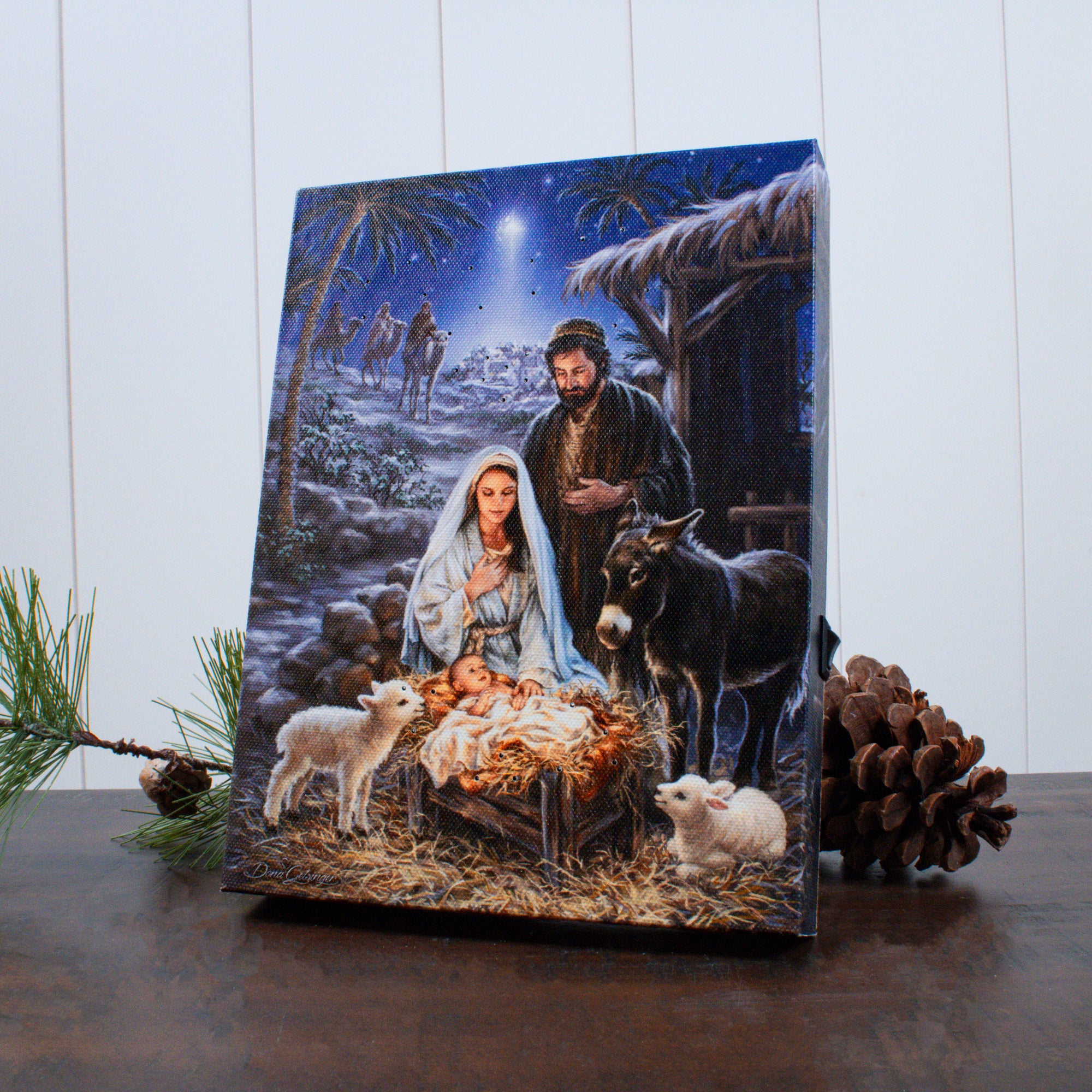 A Savior is Born 8x6 Lighted Tabletop Canvas