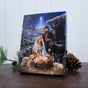 A Savior is Born 8x6 Lighted Tabletop Canvas