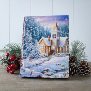 Christmas Chapel 8x6 Lighted Tabletop Canvas