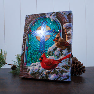 Christmas Church Window 8x6 Lighted Tabletop Canvas