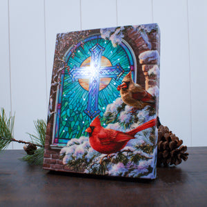 Christmas Church Window 8x6 Lighted Tabletop Canvas