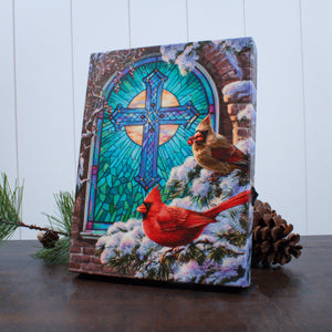 Christmas Church Window 8x6 Lighted Tabletop Canvas