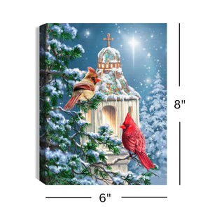 Little Cardinal Chapel 8x6 Lighted Tabletop Canvas