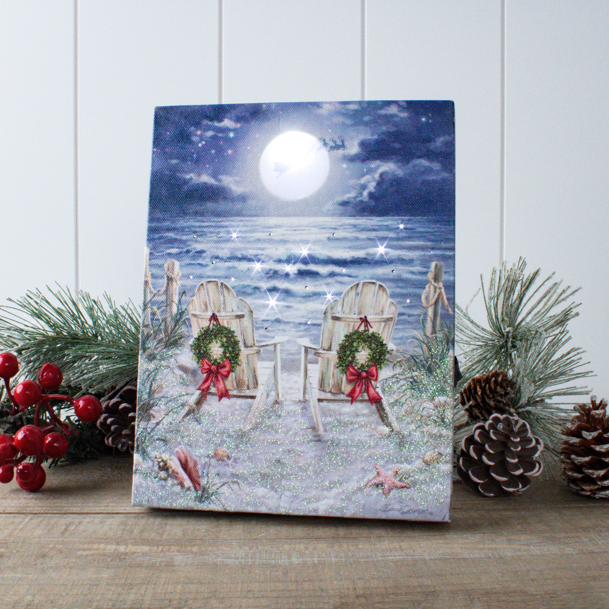 Moonlight Christmas 8x6 Lighted Tabletop Canvas