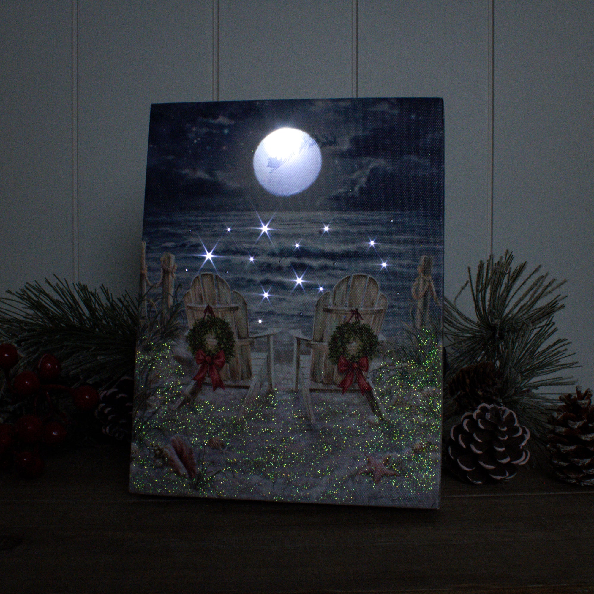 Moonlight Christmas 8x6 Lighted Tabletop Canvas