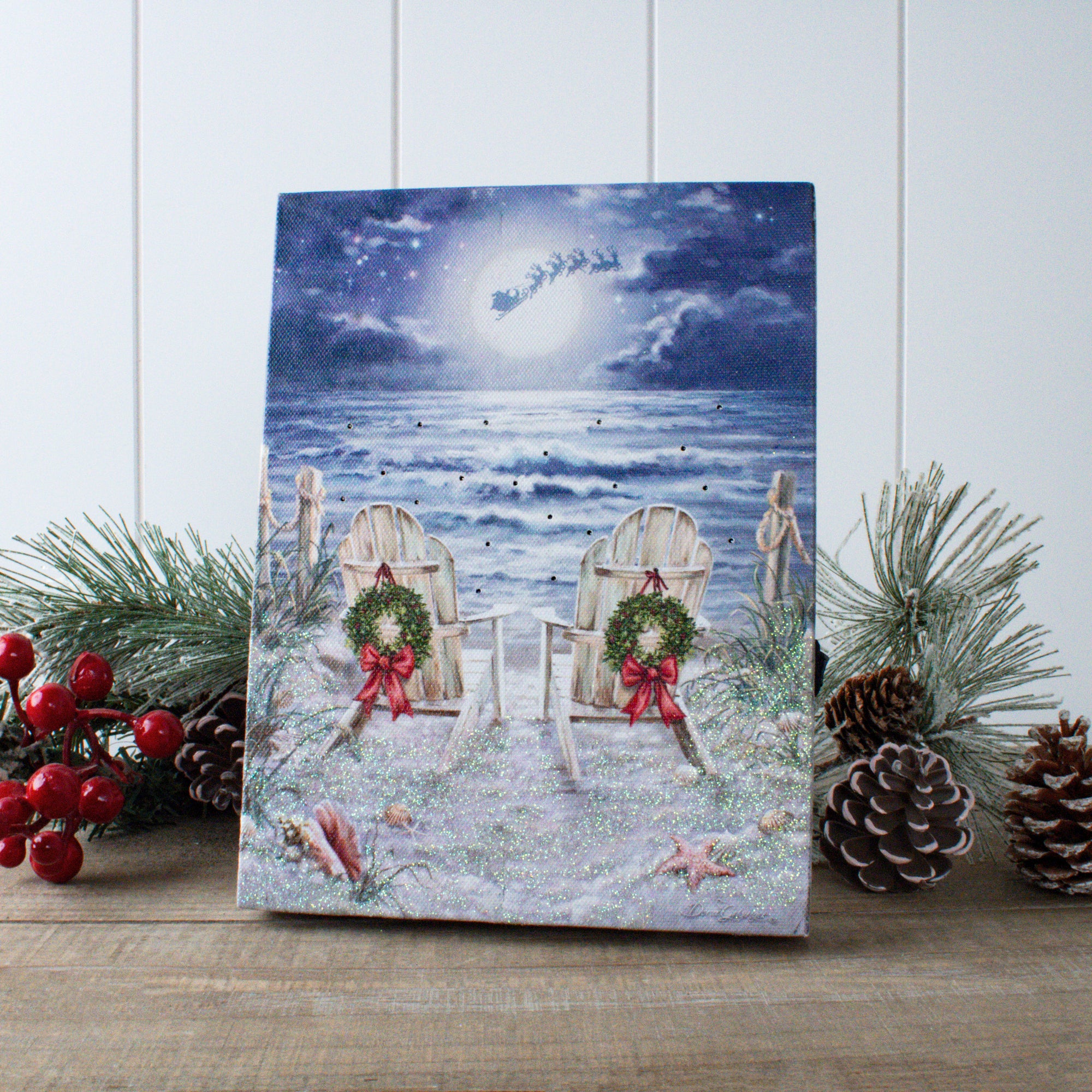Moonlight Christmas 8x6 Lighted Tabletop Canvas