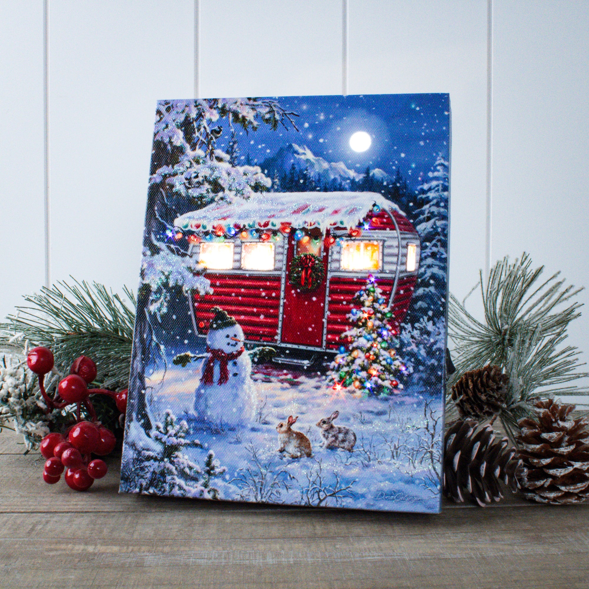Snowy Retreat 8x6 Lighted Tabletop Canvas