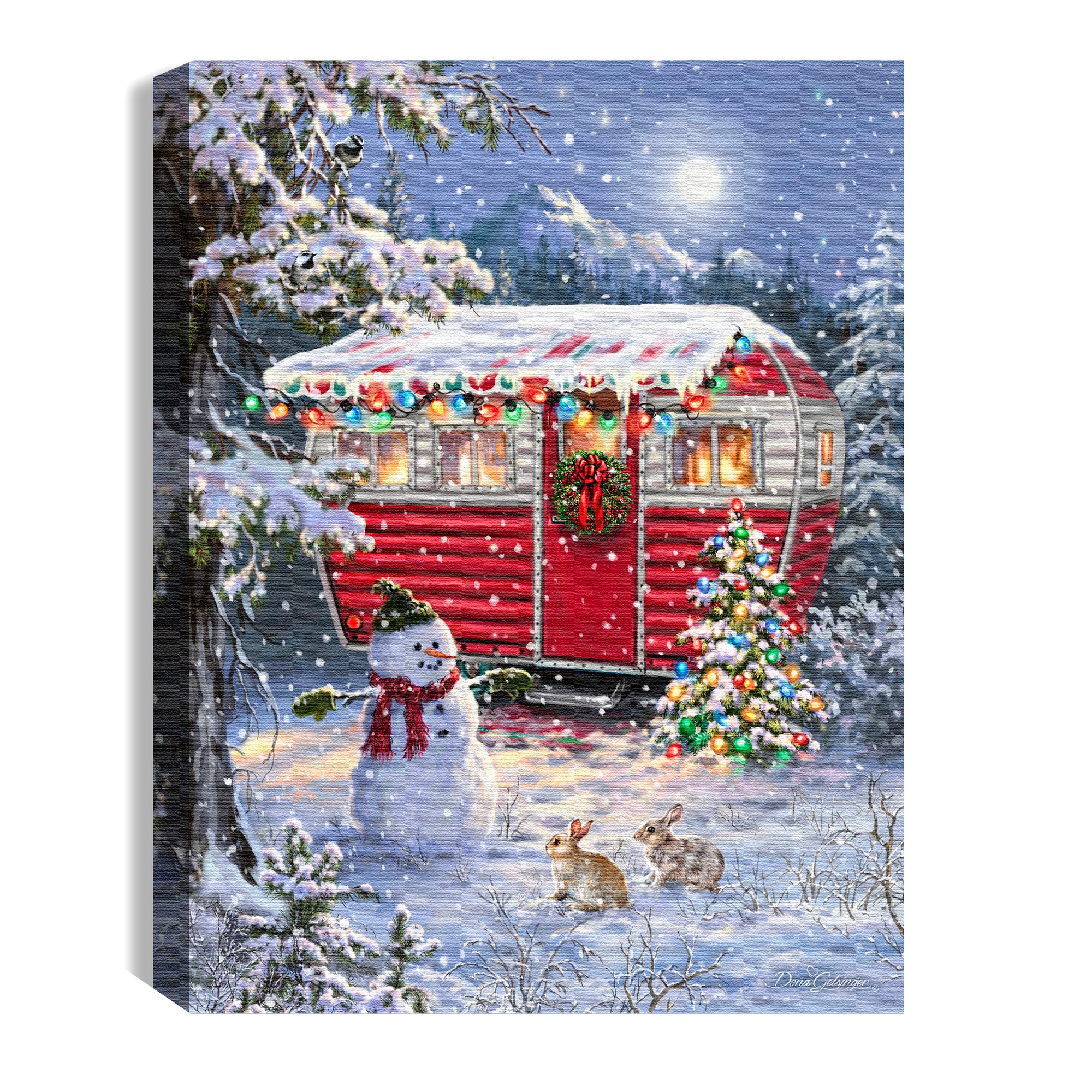 Snowy Retreat 8x6 Lighted Tabletop Canvas