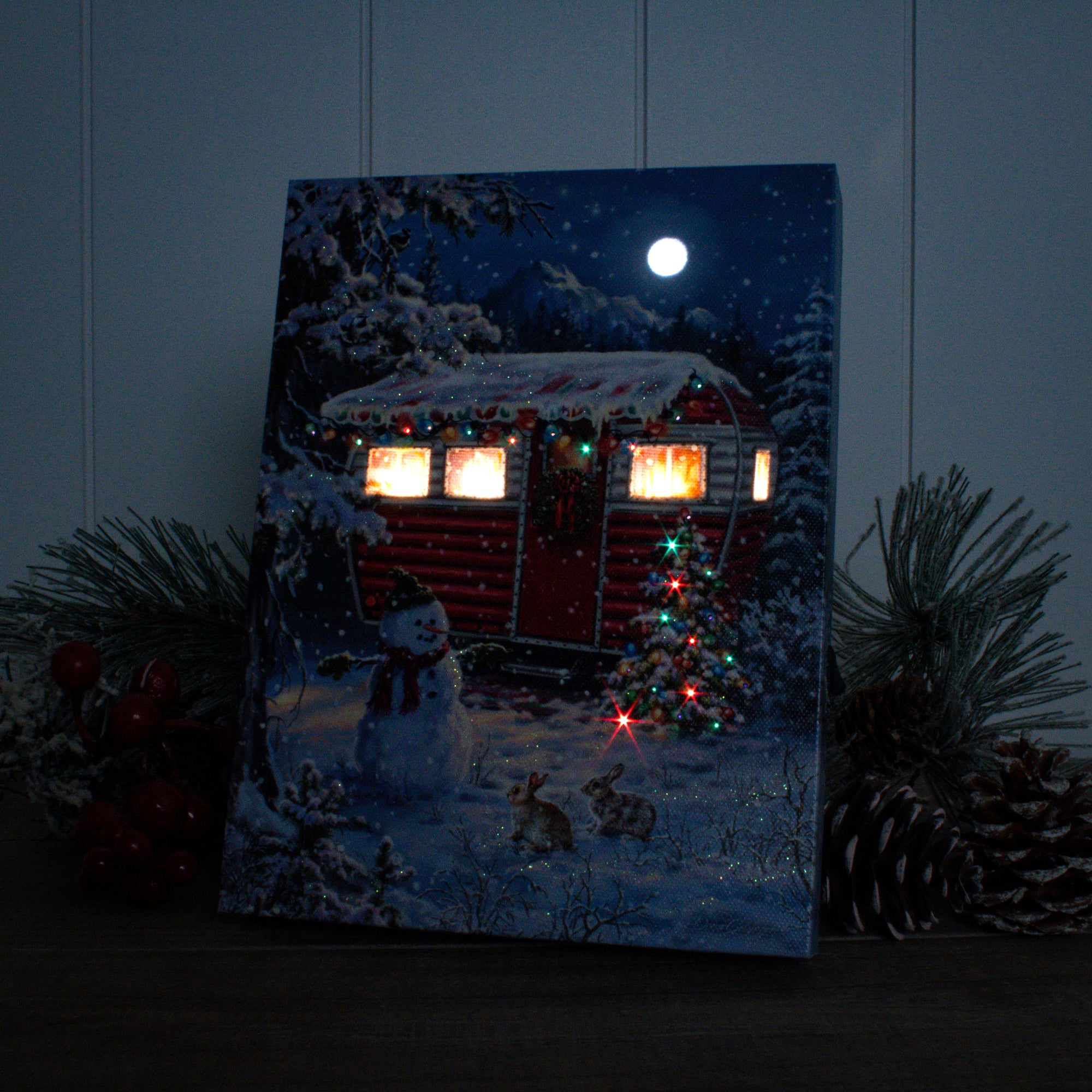 Snowy Retreat 8x6 Lighted Tabletop Canvas