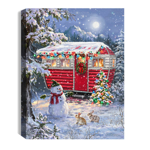 Snowy Retreat 8x6 Lighted Tabletop Canvas