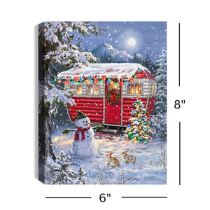 Snowy Retreat 8x6 Lighted Tabletop Canvas