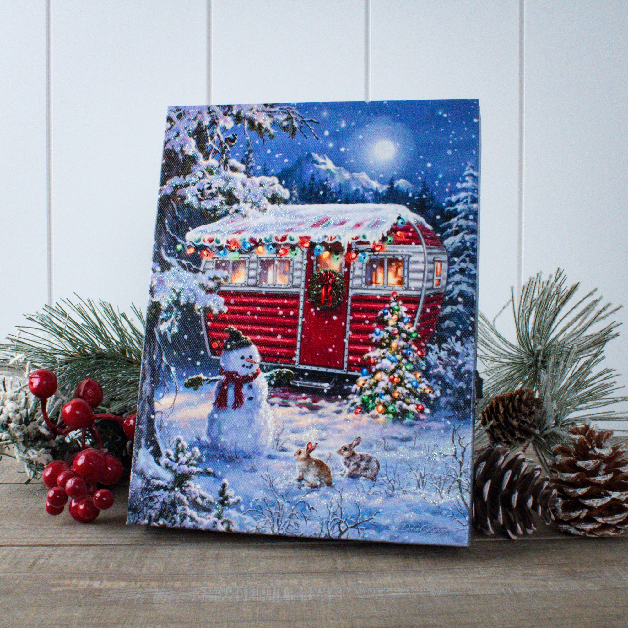 Snowy Retreat 8x6 Lighted Tabletop Canvas