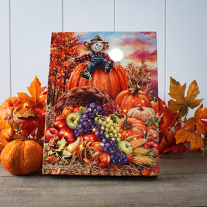 Harvest Cornucopia 8x6 Lighted Tabletop Canvas