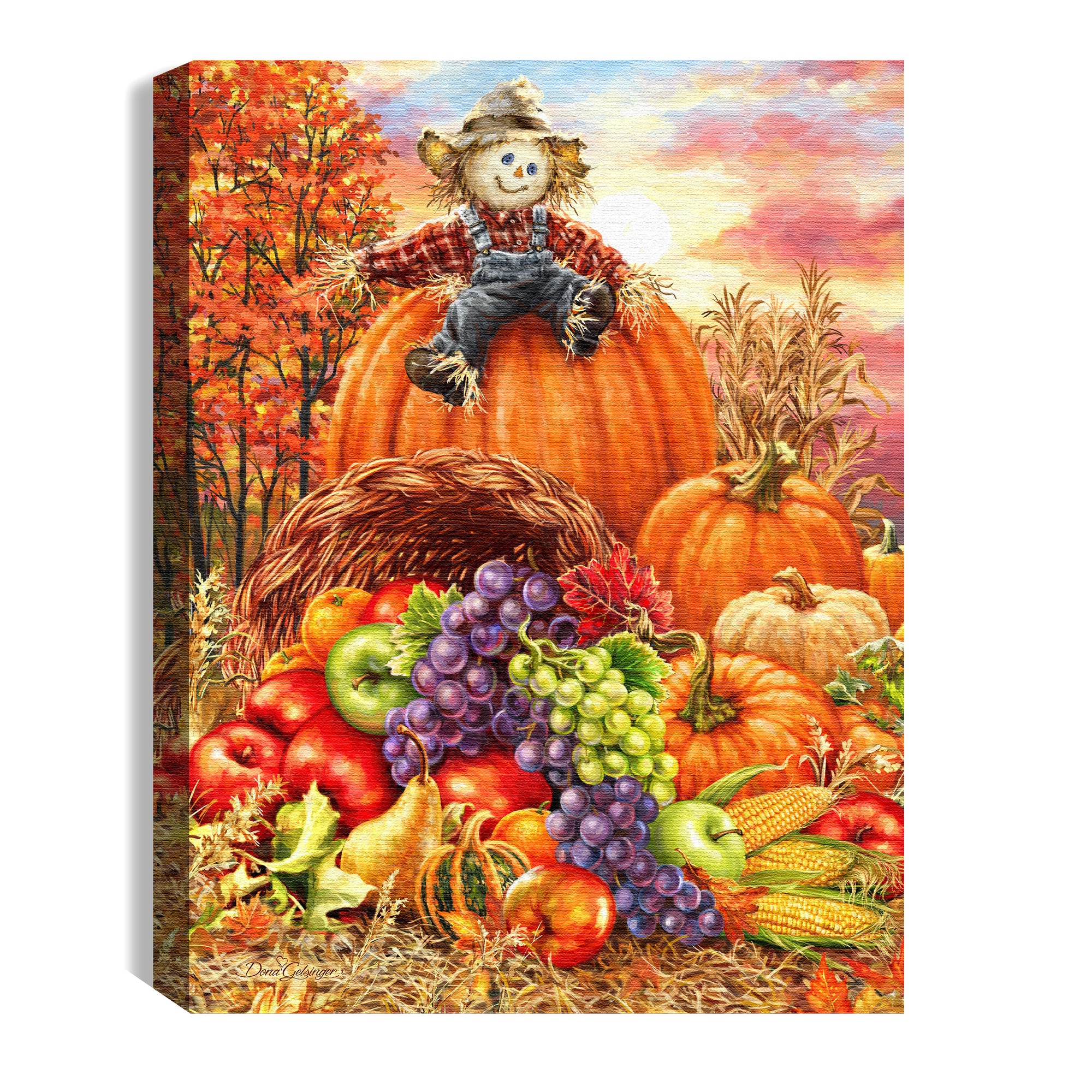 Harvest Cornucopia 8x6 Lighted Tabletop Canvas