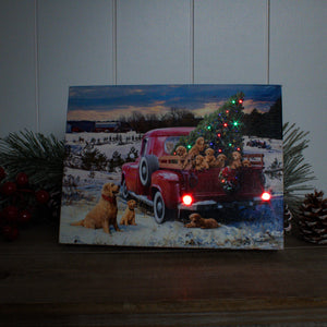 A Puppy Christmas 8x6 Lighted Tabletop Canvas