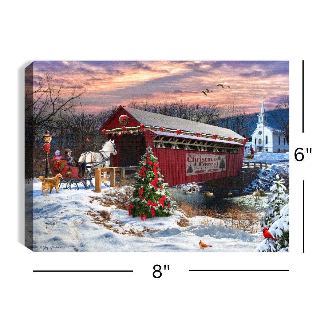 Covered Bridge 8x6 Lighted Tabletop Canvas