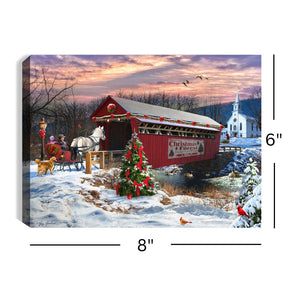 Covered Bridge 8x6 Lighted Tabletop Canvas