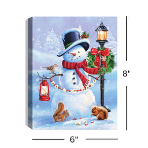 Merry Snowman 8x6 Lighted Tabletop Canvas