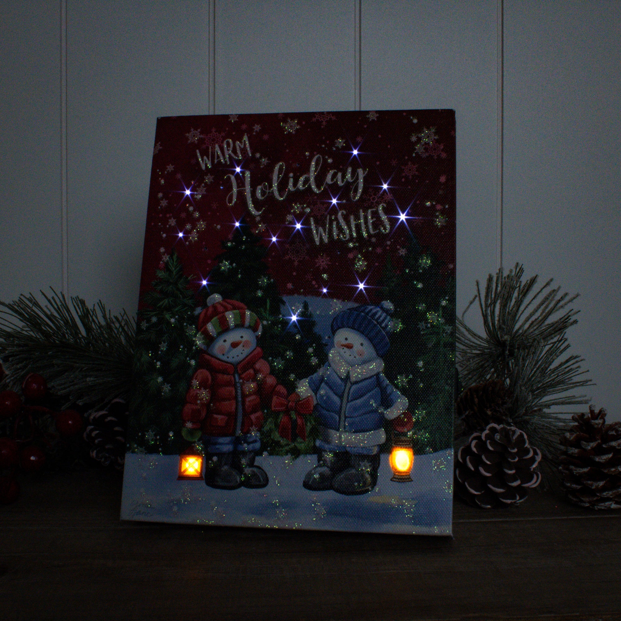 Holiday Wishes 8x6 Lighted Tabletop Canvas