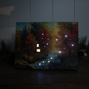 Creekside Cabin 8x6 Lighted Tabletop Canvas