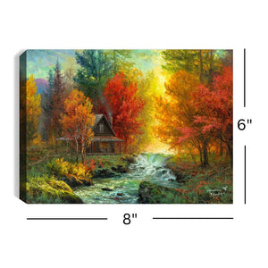 Creekside Cabin 8x6 Lighted Tabletop Canvas
