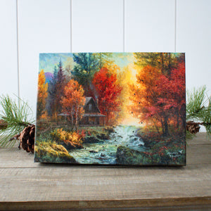 Creekside Cabin 8x6 Lighted Tabletop Canvas