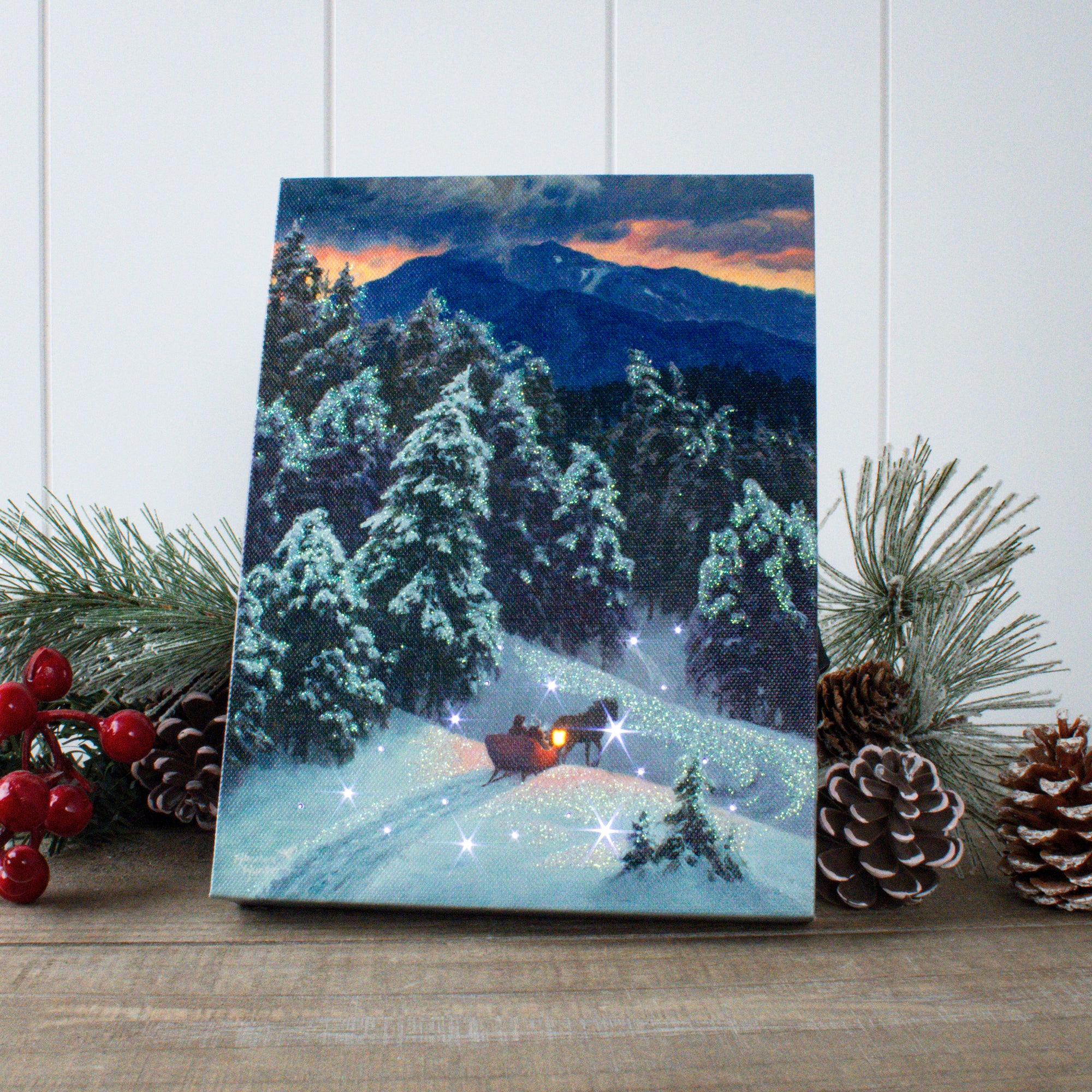 Through the Woods 8x6 Lighted Tabletop Canvas